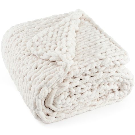 PRICES MAY VARY. Cozy and Stylish Home Accessory: Elevate your home decor with this Chunky Knit Throw Blanket. Its luxurious and chunky knit design adds a cozy and stylish touch to any living space, creating a warm and inviting atmosphere. Premium Quality Craftsmanship: Handcrafted with meticulous attention to detail, this Chunky Knit Throw Blanket showcases exceptional quality. Made from high-quality materials, it offers durability and long-lasting comfort, ensuring it remains a cherished item Dorm Blanket, Crochet Throws, Knot Blanket, Crochet Blanket Tutorial, Cable Knit Blankets, Chunky Knit Throw Blanket, Chenille Blanket, White Throw Blanket, Afghan Throw Blanket