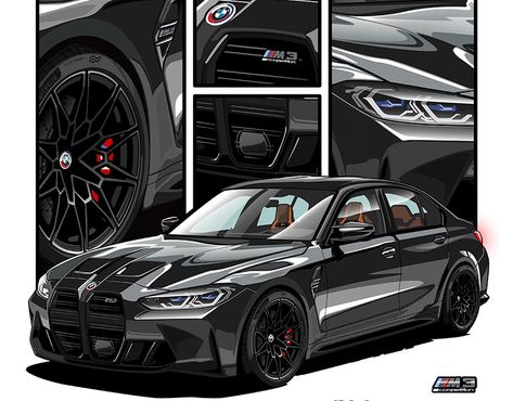 Bmw Poster Design, Bmw Racing Car, Bmw Illustration, Bmw Race Car, Cars Artwork, Bmw Truck, Bmw Keychain, Bmw G80, G80 M3