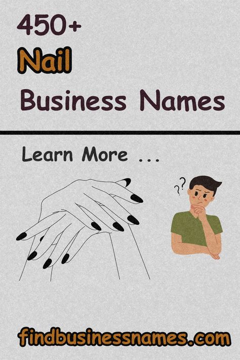 Find inspiration and ideas for naming your nail salon, nail art studio, or mobile nail service. From elegant and sophisticated to fun and trendy, we've got the perfect name for your nail business. Discover the right name to make your nail business stand out! 💅 #NailBusiness #CreativeNames#BeautyEntrepreneur#NailSalonIdeas Name Nail Salon Ideas, Nail Salon Business Name Ideas, Nail Art Business Name Ideas, Nail Account Name Ideas Instagram, Nail Salon Names Ideas Business, Nail Art Name Ideas, Press On Nail Business Names, Press On Nails Business Name Ideas, Names For Nail Business