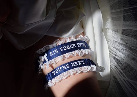 Air Force Wife #garter #wedding #airforce Air Force Boyfriend, Air Force Graduation, Air Force Wedding, Air Force Wife, Air Force Girlfriend, Airforce Wife, Garter Wedding, Wedding Vision, Dresses Lace