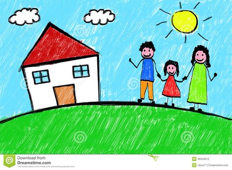 Family House Freehand Child  Drawing - Download From Over 38 Million High Quality Stock Photos, Images, Vectors. Sign up for FREE today. Image: 35043512 Teddy Drawing, Drawing Pictures For Kids, House Drawing For Kids, Toddler Drawing, Art Fundraiser, Easy Art For Kids, Drawing Competition, صفحات التلوين, Family Drawing