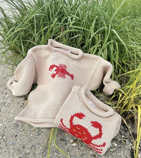 Lobster Sweater Knitting Pattern, Lobster Knit Sweater, Beginner Intarsia Knitting Patterns, Knit Fish Sweater, Fish Sweater Knitting Pattern, Nautical Knitting Patterns, Fish Knit Sweater, Halibut Sweater, Lobster Outfit