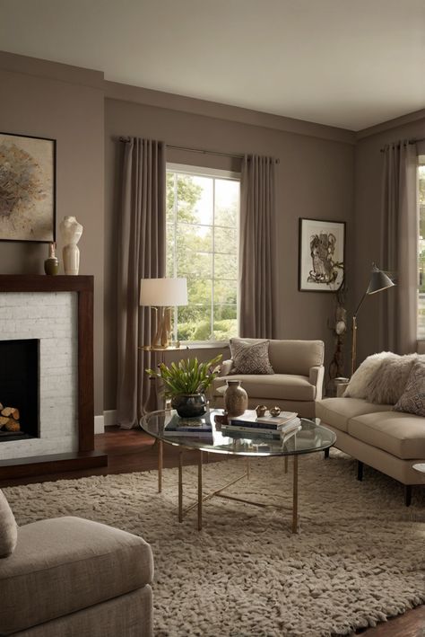 Unleash the elegance with Tavern Taupe SW 7508, the sophisticated taupe shade that's a must-have in every interior designer's routine. Explore the 2024 edition's latest decor trends now! #Ad #homedecor #homedesign #wallpaints2024 #Painthome #interiorarchitecture Wall Colors Green Living Room Colors Bright Living Room Colors Apartment Renovation Living room Remodeling Modern Paint Colors 2024 Sherwin Williams Best Taupes, Beige And Chocolate Living Room, Sw Tavern Taupe, Muddy Brown Paint Color, Sofisticated Living Room, Brown Wall Color Ideas, Dark Paint Kitchen Walls, Taupe Colors Sherwin Williams, Taupe Kitchen Paint