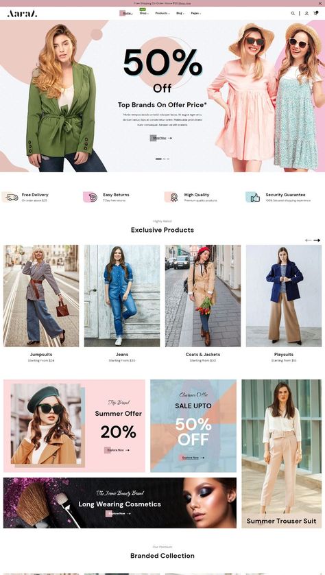 Professional Shopify Theme - Aaraa Clothing Store Website, Fashion Website Design, Best Shopify Themes, Online Store Design, Website Banner Design, Banner Design Inspiration, Ecommerce Web Design, Shopify Website Design, Ecommerce Themes