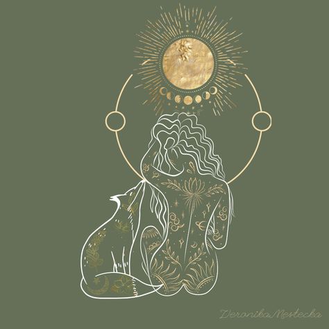 Woman, Fox, Phases, woman phases, spiritual animal, spirituality, moon, moon phases Fox Woman Tattoo, Woman Phases, Spiritual Woman Divine Feminine Art, Fox Illustration Art, Moon Forest, Phase Of The Moon, Goddess Artemis, Divine Feminine Art, Moon Phases Tattoo