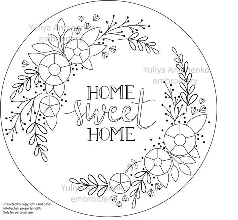 New Home Embroidery Ideas, Home Sweet Home Embroidery Pattern Free, Embroidery Wreath Pattern Free, Floral Hand Embroidery Patterns Free, Diy Embroidery Patterns Free, Embroidery Free Patterns Templates, Free Pattern Embroidery, Embroidery Designs Templates, Embroidery Flowers Pattern Templates Floral Design