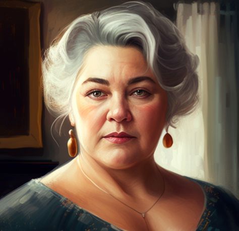 Old Woman Digital Art, Middle Aged Female Character Art, Old Woman Character Inspiration, Curvy Character Inspiration, Grandma Character Inspiration, Old Lady Character Inspiration, 1910s Character Design, Old Lady Drawing Reference, Character Inspiration Woman Middle Aged