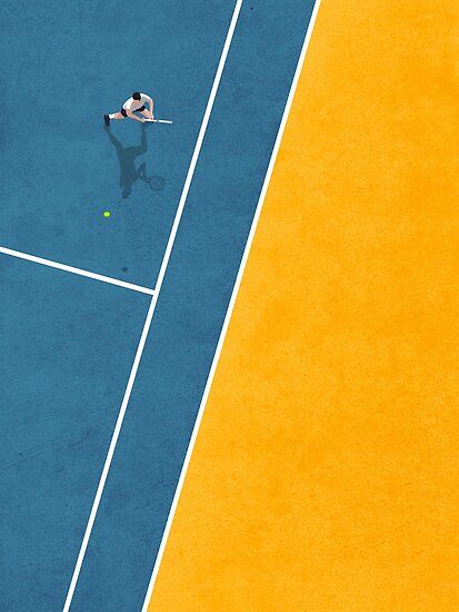 Tennis Court Art, Tennis Court Illustration, Tennis Poster Design, Tennis Art Painting, Tennis Graphic Design, Tennis Painting, Aerial View Illustration, Court Illustration, Tennis Illustration