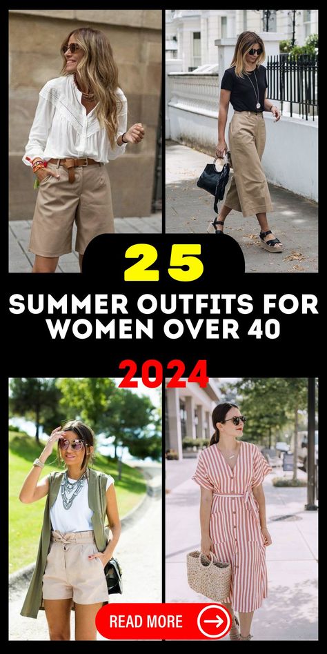 Chic 2024 Summer Fashion Trends for Women Over 40 | Classy & Casual Outfits Summer Outfits In Hot Weather, Active Outfits For Women Summer, Cute And Functional Outfit, Casual Smart Summer Outfits Women, Outfits To Wear On Your Period Summer, Summer Shorts Outfits Over 40 Mom Style, Casual Summer Outfits For Hot Weather, Casual Summer Looks For Women, Women’s Casual Summer Outfits 2024