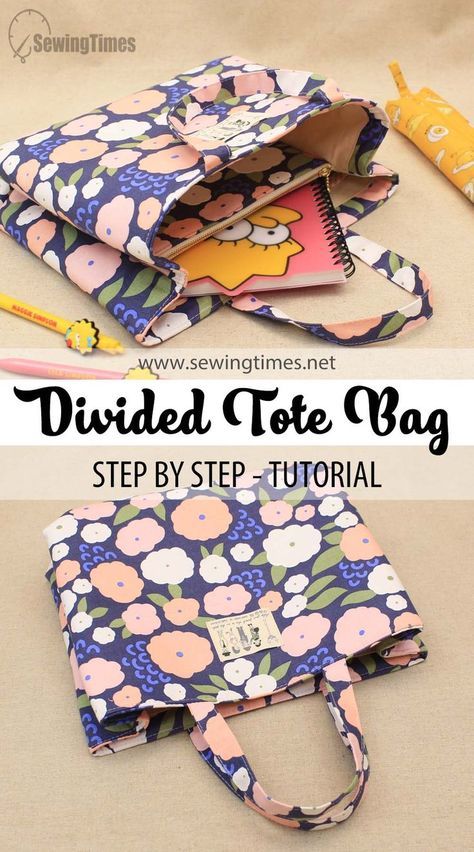 How To Sew Purses Handbags, How To Sew A Zipper Pocket In A Bag, Diy Art Bag, Simple Bag Pattern Free, Cool Things To Sew Projects, Sewing Crafts Patterns, Purse Diy Pattern, Sewing Pattern Tote Bag, Divided Tote Bag Pattern