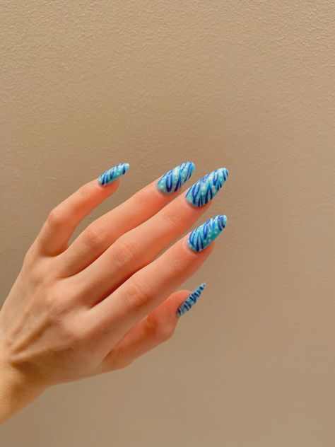 Avatar The Way Of Water Inspired Nails, Avatar Nails Acrylic, Avatar Themed Nails, Avatar The Way Of Water Nails, Avatar Inspired Nails, Avatar Nails Art, Avatar Nails, Goth Items, Spring Break Nails