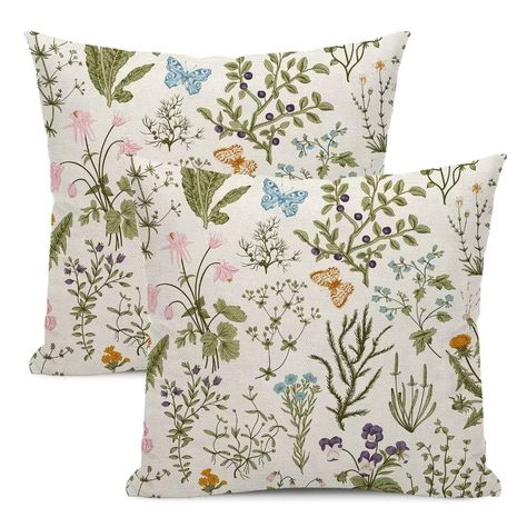 PRICES MAY VARY. Linen 【PACKAGE INCLUDES】Spring pillow covers 18x18 Inch (45x45 cm) set of 2, no insert or filler. 【SIZE & MATERIAL】Sage green floral pillow covers 18x18 are made from high quality linen material in a solid color. And the hidden zipper closure makes the appearance more elegant and easy to cram your filler into this cover. 【SPRING HOME DECOR】A beautiful spring decorations for home and a lovely gift with wild flower plant decor for family or friends. The green floral flower leaf pa Spring Throw Pillows, Spring Pillow, Green Pillow Covers, Sage Green Floral, Spring Pillows, Garden Pillows, Floral Pillow Cover, Green Pillows, 16x16 Pillow Cover