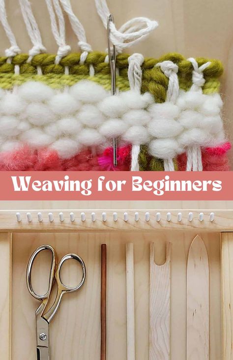 Weaving for Beginners - A Beautiful Mess Easy Weave Patterns, Weave Design Pattern, Weaving Loom Patterns For Beginners, Weaving Loom Projects For Beginners, Homemade Weaving Loom, Lap Loom Projects, Beginning Weaving Projects, How To Make A Loom For Weaving, Beginning Weaving