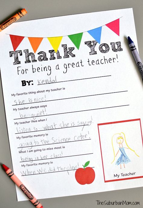 Teacher thank you notes