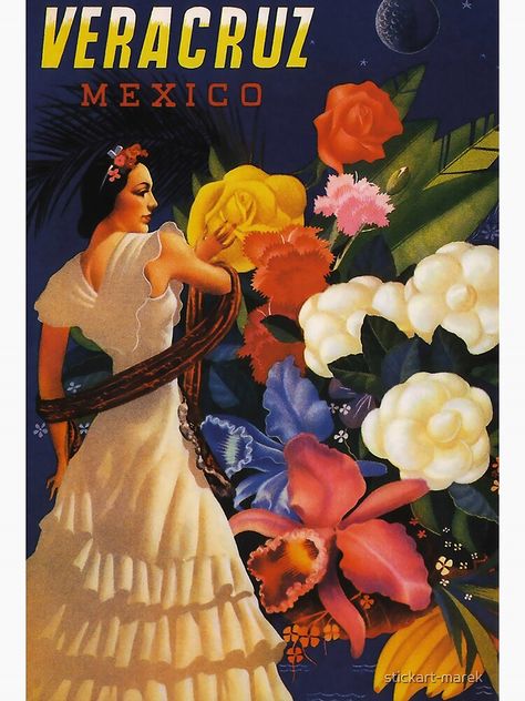 Vintage Travel Posters, Mexican Art, Postal Vintage, Vera Cruz, Retro Travel Poster, Canvas Decor, Vintage Mexican, Mexico Travel, New Wall