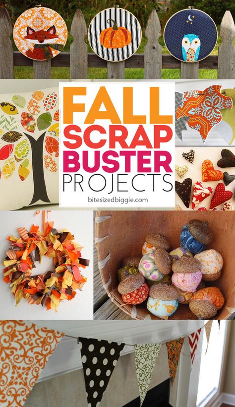 9 gorgeous scrap buster projects - LOVE these - ready to decorate for fall without breaking the bank! I have a HUGE scrap pile I need to use up! Upcycling, Fall Sewing Crafts, Fall Sewing Projects, Decorate For Fall, Halloween Sewing, Diy Fabric Crafts, Fall Sewing, Scrap Fabric Crafts, Scrap Fabric Projects