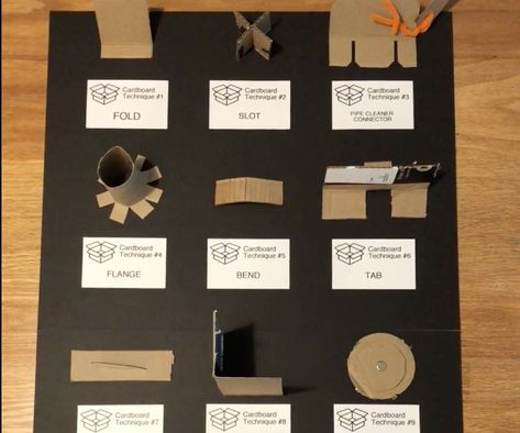 11 Ways to Cut and Connect Cardboard Cardboard Connections, Makerspace Ideas, Cardboard Creations, Cardboard Organizer, Teacher Projects, Recycle Crafts, Cardboard Model, Genius Hour, Maker Space