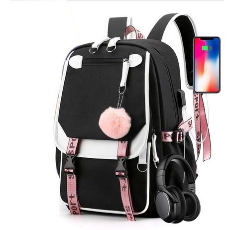 Backpacks, Iphone, Women Bags, Backpack Bags, Camera Bag, Apparel Accessories, Pom Pom, Bag Accessories, Collar