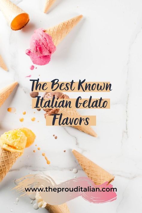 Are you looking for something similar to ice cream but an alternative that is produced using less fatty ingredients, resulting in an intense flavor? Well, you need an Italian gelato! The good thing is there are many Italian gelato flavors you can select from. If you find ice cream too cold, your gelato is served at a warmer temperature. Discover the best known Italian gelato flavors here. Dairy Free Gelato, Ice Cream Names, Gelato Flavors, Italian Gelato, Italian Ice Cream, Gelato Shop, Rum Raisin, Best Italian Recipes, Sweet Wine