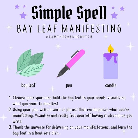 Burn Bay Leaves, Learn Hypnosis, Manifestation Spells, Witchcraft Spells For Beginners, Moon Magick, Spells For Beginners, Jar Spells, Easy Spells, Spell Work