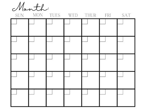 Printable Calendar 11x8.5-blank Calendar - Etsy Canada Blank Calendar Design, Blank Calendar Printable, Bullet Journal Work, Free Printable Calendar Templates, Be More Organized, Classroom Desk, Blank Monthly Calendar, Anna Disney, Printable Blank Calendar