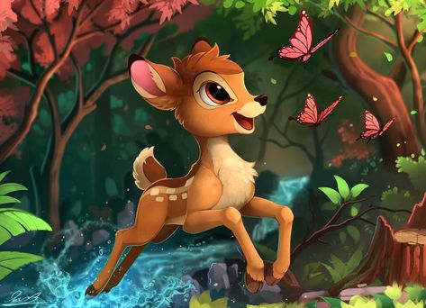 Bambi Butterfly, Bambi Art, Bambi Disney, Disney Toms, Disney Bambi, Cute Disney Drawings, Cute Ponies, Disney Images, Disney Animals