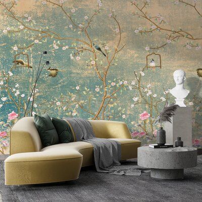 Our wallpapers are self-adhesive, fully removable, and repositionable! The material we use is stain- and tear-resistant and sticks to any flat surface. Thí wallpaper printed using non-toxic, eco-friendly, odorless inks. No wall damage. Easy installation. We also include about 0.5" of overlap down the right side of each panel, to aid in aligning help align the design when hanging. Important: remember to prepare the wall before application - the surface must be clean, completely dried, and free of Mural Fabric, Magnolia Wallpaper, L Wallpaper, Vintage Florals, Vintage Chinoiserie, Chinoiserie Wallpaper, Damask Wallpaper, Mural Design, Tree Wallpaper
