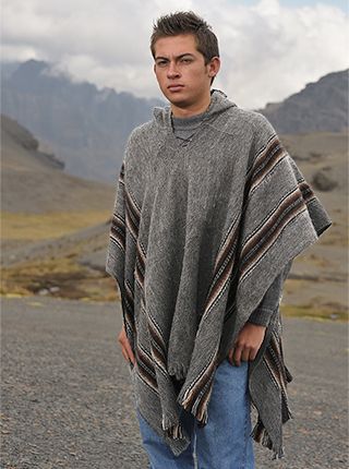 Hooded Rustic Poncho | Men's Ponchos | Alpaca | Mobile Pancho Outfit, Peru Clothing, Poncho For Men, Poncho Men, Mens Poncho, Layering Hoodies, Poncho Outfit, Alpaca Clothing, Alpaca Poncho