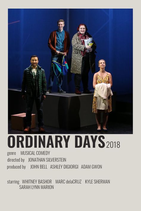 Minimalist Polaroid Poster, Broadway Posters, John Bell, Sarah Lynn, Polaroid Poster, Minimalist Posters, Musical Comedy, Ordinary Day, Broken Leg