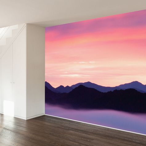 Brighten up any room in your house with this beautiful Rocky Mountain sunset wall decal and bask in the glory that is Mother Nature at its finest. Paul Moore is a man who lives and works comfortably amongst two passions: nature and photography. Though he is content working in either arena, it is when these two are combined that his true talent shines. His enthusiasm is infectious and his knowledge is palpable, he is man of exceeding talent and a slew of great dad-jokes. Speaking of dad-jokes...h Sunset Mural, Sunset Wall Mural, Bedroom Murals, Wall Murals Painted, Sunset Wall, Mountain Sunset, Mural Wall, Acrylic Painting For Beginners, Wall Paint