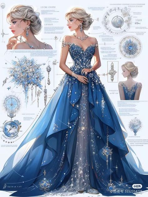 Fantasy Ball Gown, Dreamy Gowns, Fashion Drawing Dresses, Fantasy Dresses, Dress Design Sketches, Royal Dresses, Fashion Illustration Dresses, Fantasy Gowns, Dress Sketches