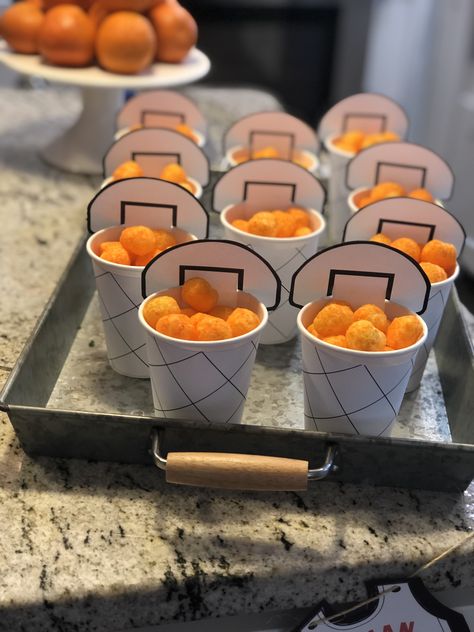 Sports Birthday Party Boys, Surgery Party, Nike Birthday, Party Snack Cups, Nike Party, Jordan Birthday, Basketball Themed Birthday Party, Basketball Birthday Cake, Basketball Theme Birthday