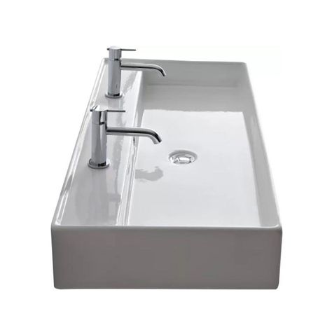 Double Trough Sink, Trough Sink Bathroom, Square Bathroom Sink, Mounted Bathroom Sink, Bathroom Sink Tops, Bathroom Store, Best Kitchen Design, Wall Mounted Bathroom Sinks, Trough Sink