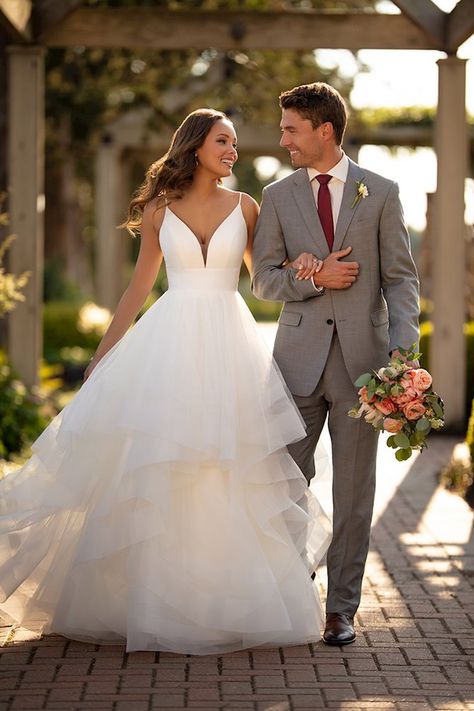 Ruffle skirt wedding dress