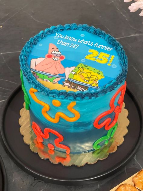 Spongebob You Know What’s Funnier, Spongebob You Know What’s Funnier Cake, What’s Funnier Than 25 Cake, What’s Funnier Than, 25th Birthday Ideas For Him Spongebob, 25 Birthday Spongebob Cake, Spongebob What’s Funnier, You Know Whats Funnier Than 24, Spongebob Bday Cake