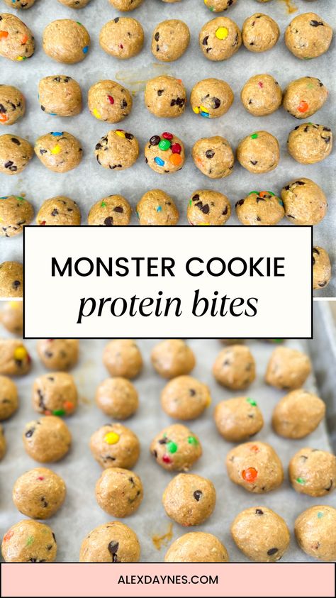These Monster Cookie Protein Bites are an easy, delicious treat that will remind you of your favorite monster cookies. They’re made with oats, natural peanut butter, and protein powder for a healthy grab-and-go snack! Make a batch today! Monster Cookie Protein Balls, Cookie Protein Balls, Protein Powder Oats, Peanut Butter Powder Recipes, Protein Bites Recipe, Protein Energy Bites, Peanut Butter Protein Balls, Lemon Water Recipe, Protein Balls Healthy