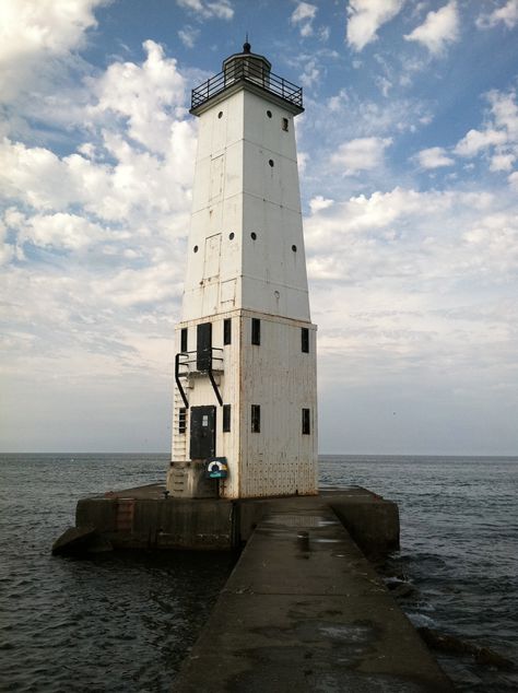 Frankfort Michigan lighthouse. lake michigan lighthouse in Frankfort Mi,  Nothing like the shore of lake Michigan. Lake Michigan Lighthouses, Michigan Lighthouses, Lake Lighthouse, Michigan Lake, Lighthouses Photography, Lighthouse Lighting, Lighthouse Pictures, Beautiful Lighthouse, Lake Huron