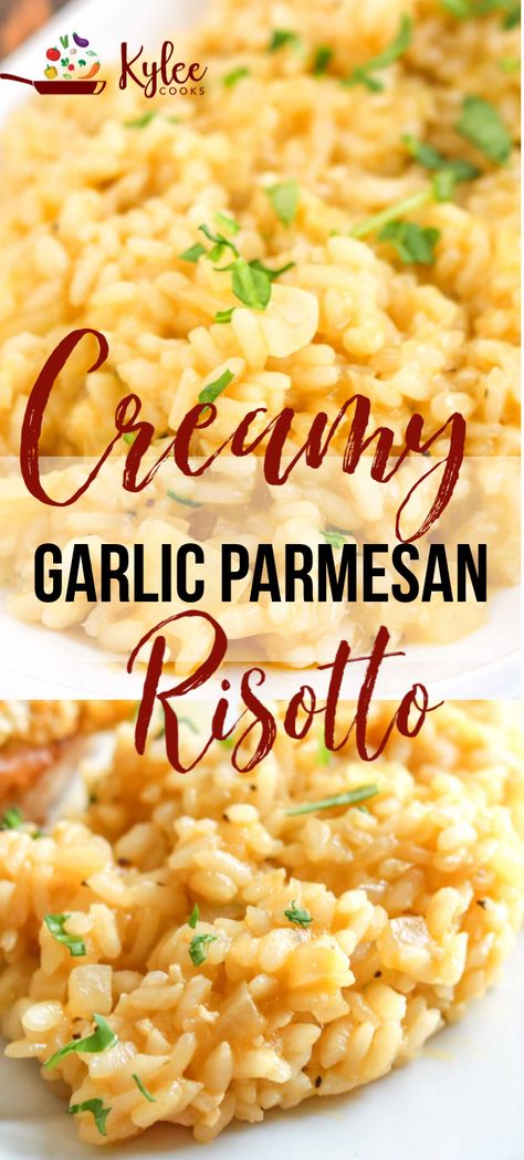 Garlic Parmesan Risotto, Risotto Recipes Vegetarian, Quiche Chorizo, Vegetarian Risotto, Easy Risotto, Risotto Recipes Easy, Parmesan Risotto, Cooking Party, Rice Side Dishes