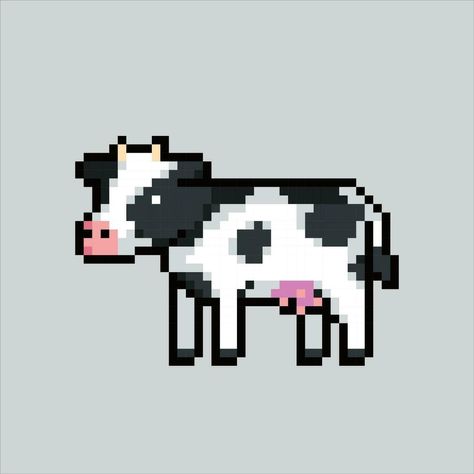 Pixel art illustration Cow. Pixelated Cow. Cute Barn Cow animal icon pixelated for the pixel art game and icon for website and video game. old school retro. Pixel Bee Art, Pixel Art Cow, Pixel Cow, Icon For Website, Pixel Art Game, Cow Cute, Website Icons, Animal Icon, Pixel Art Games