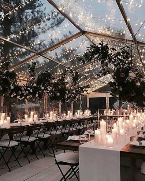 Enjoy the winter night sky under a swoon-worthy clear tented wedding reception. If you're planning a winter wedding you'll love this option of having a clear tent as you can see the sky but can still stay warm inside.  #winterwedding #weddingvenue #weddingideas #rusticwedding Rustic Wedding Decorations, Wedding Ceremony Ideas, Kasut Pengantin, Snow Travel, Cold Christmas, Clear Tent, Christmas Landscape, Grace Loves Lace, Tent Wedding