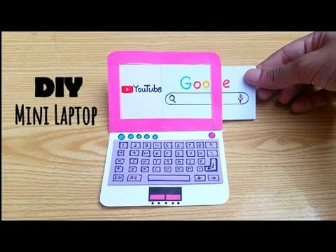 Paper Laptop Craft, Paper Crafts Miniature, Computer Paper Crafts Diy, Computer Diy Crafts, Diy Paper Games, How To Make A Paper Phone, Computer Paper Crafts, Computer Project Ideas, Paper Crafts Games