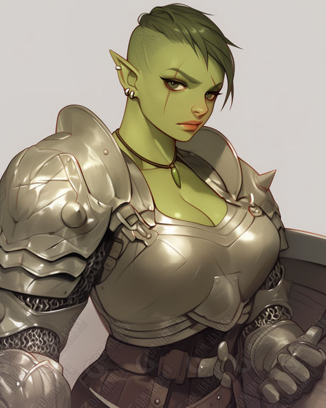 Half-Orc Fighter Half Orc Rogue, Orc Rpg, Half Dragon Female, Orc Woman, Half Orc Fighter, Half Orc Female, Half-orc Female, Orc Girl, Female Half Orc