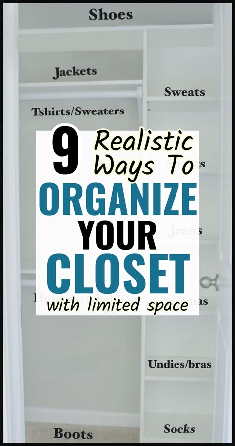 Realistic Closet Organization Ideas That Actually Work For Small Closets Organisation, Master Closet Top Shelf Organization, Mid Size Closet Ideas, Organization Ideas For Closets Bedrooms, Small Closet Couple Organization, His And Hers Small Closet Organization, Micro Closet Organization, Space Saving Hacks Small Bedrooms, Ways To Organize Small Closets