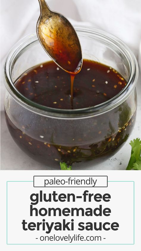 Homemade Teriyaki Sauce - Elevate your stir-fry game with this gluten-free teriyaki sauce! It comes together in a snap and tastes great on stir-fry, salmon, chicken, noodle bowls & more. (Gluten-Free, Paleo-friendly!) // Paleo Teriyaki Sauce // Gluten-Free Teriyaki Sauce // gluten free stir fry sauce // gluten-free teriyaki marinade // paleo teriyaki marinade Gluten Free Stir Fry Sauce, Vegan Teriyaki Sauce, Sugar Free Teriyaki Sauce, Gluten Free Stir Fry, Gluten Free Teriyaki Sauce, Paleo Condiments, Gluten Free Chinese, Gluten Free Sauces, Paleo Sauces