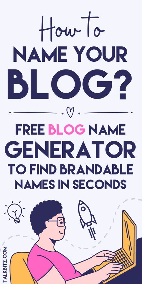 Running out of blog name ideas? Try our free blog name generator to find your creative, catchy and memorable, and brandable blog name within seconds in 2021. How To Name A Blog, Blogger Names Ideas, Website Names Ideas, Journal Name Ideas, Blog Names Inspiration, Blog Names Ideas, Creative Blog Names, Blog Name Ideas, Youtube Channel Name Ideas