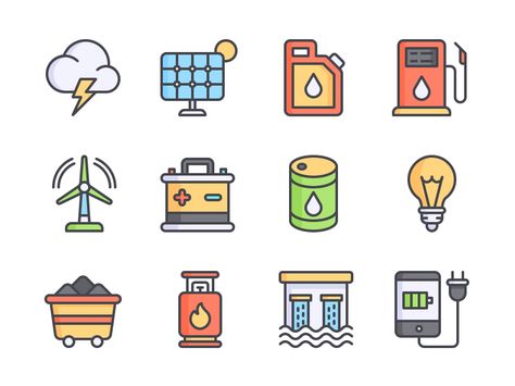 Energy Icon, Recycle Poster, Hydro Energy, Colored Icons, Colorful Icons, Volcanic Eruption, Alternative Energy Sources, Energy Resources, Oil Industry