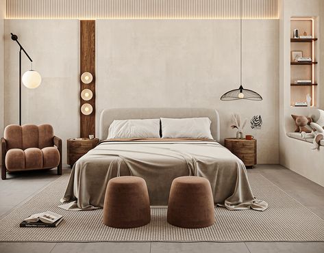 Wabi Sabi Master Bedroom :: Behance Logos, Wabi Sabi Interior Bedrooms, Wabi Sabi Bedroom Design, Bedroom Wabi Sabi, Luxurious Master Bedrooms, Wabi Sabi Bedroom, Wabi Sabi Interior Design, Minimal Apartment, Wabi Sabi Interior