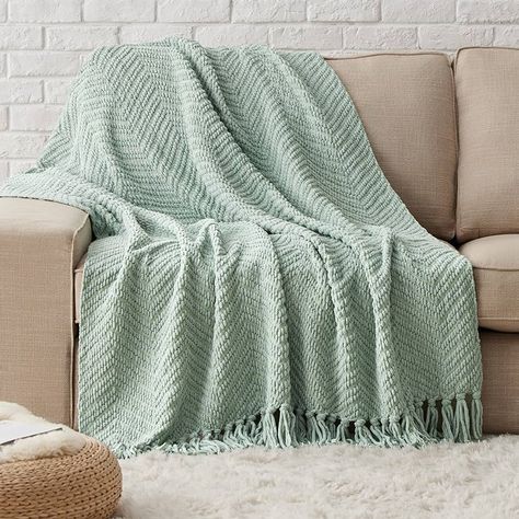Amazon.com: Bedsure Sage Green Throw Blanket for Couch – Versatile Knit Woven Chenille Blanket for Chair, Super Soft, Warm & Decorative Blanket with Tassels for Bed, Sofa and Living Room (Sage Green, Throw) : Home & Kitchen Fall Throw Blanket, Textured Throw Blanket, Fringe Throw Blanket, Tassel Blankets, Green Throw Blanket, Diamond Red, Chenille Blanket, Halloween Blanket, Patterned Chair