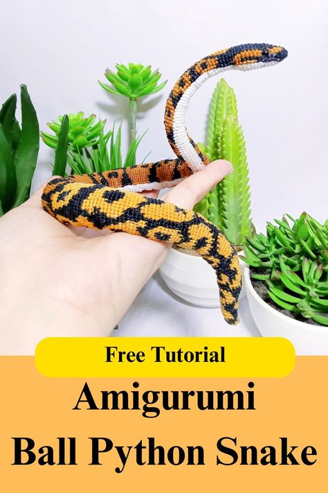 Hey there! If you're into crocheting, you might want to check out one of my YouTube videos. It's a free tutorial on how to make an adorable amigurumi crochet ball python snake. You can find the link to the video in this pin. I hope you enjoy the tutorial and have fun crocheting! 😊❤️ 🦎 #amigurumichameleonfreecrochetpattern Tela, Amigurumi Patterns, Crochet Hognose Snake, Crochet Ball Python, Snake Free Crochet Pattern, Snake Amigurumi Free Pattern, Crochet Snake Pattern Free, Ball Python Snake, Snake Crochet