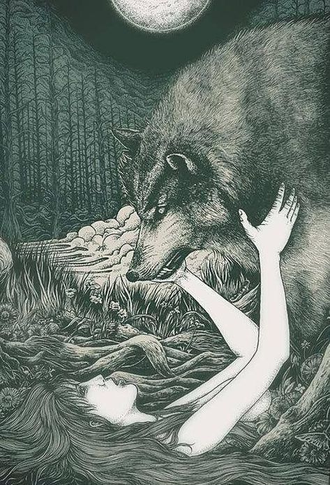 Alpha Wolf: Mate. Mine - Chapter 13 ~ Fluffin - Wattpad Charcoal Drawings, Wolves And Women, Werewolf Art, Wolf Love, Animal Magic, Magic Forest, Wolf Spirit, Wolf Art, Arte Horror